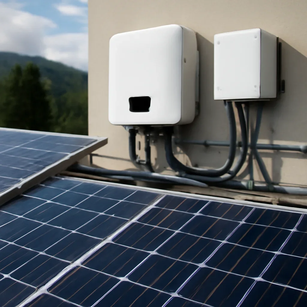 Close view of solar panels and system components referenced in the article