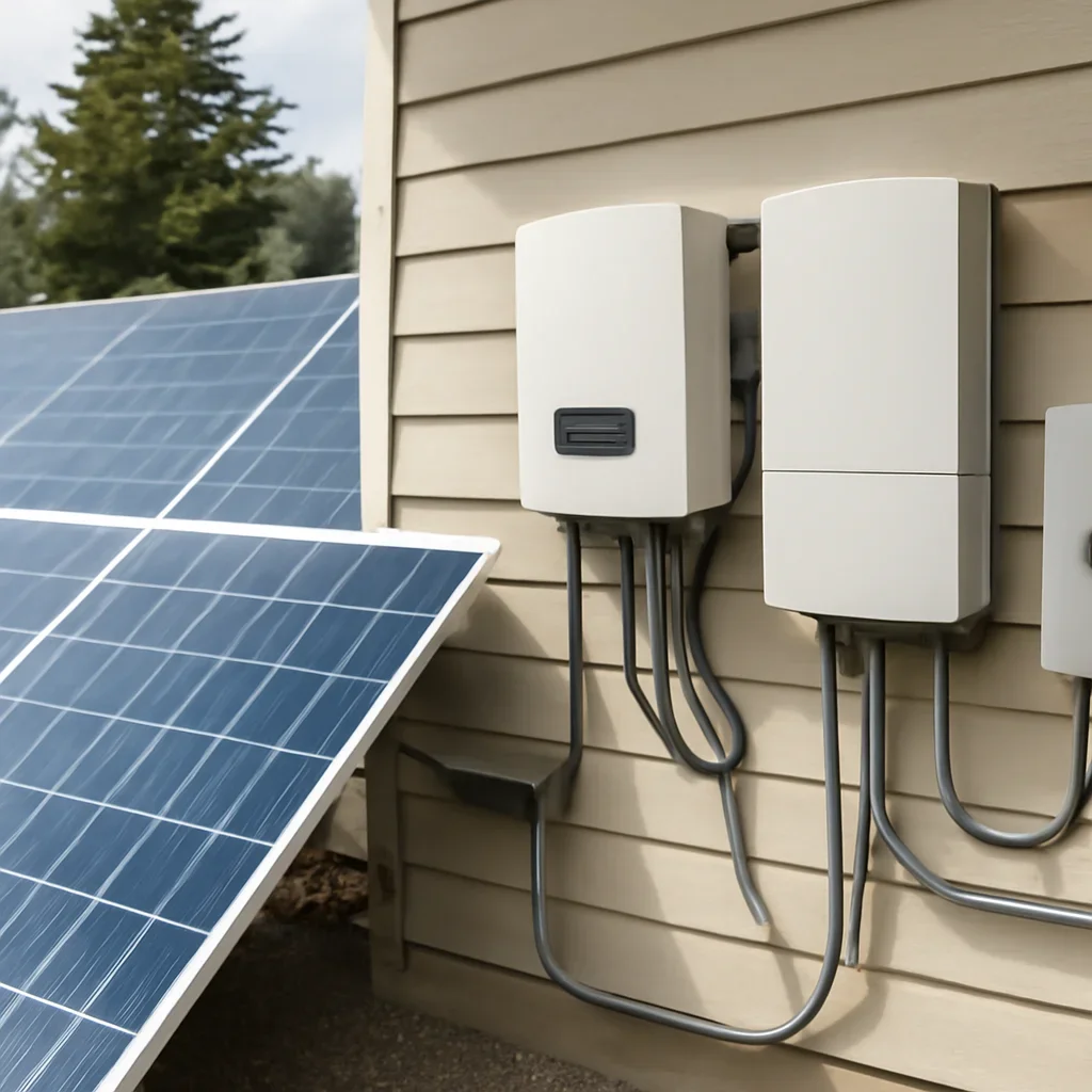 Close view of solar panels and system components referenced in the article