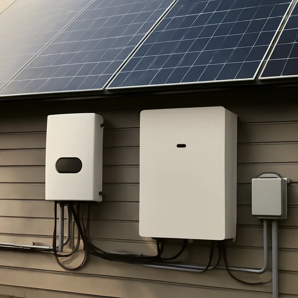 Close view of solar panels and system components referenced in the article