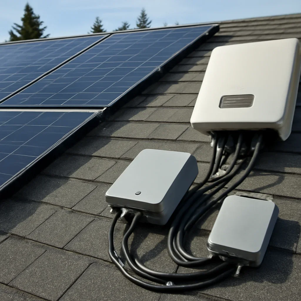 Close view of solar panels and system components referenced in the article