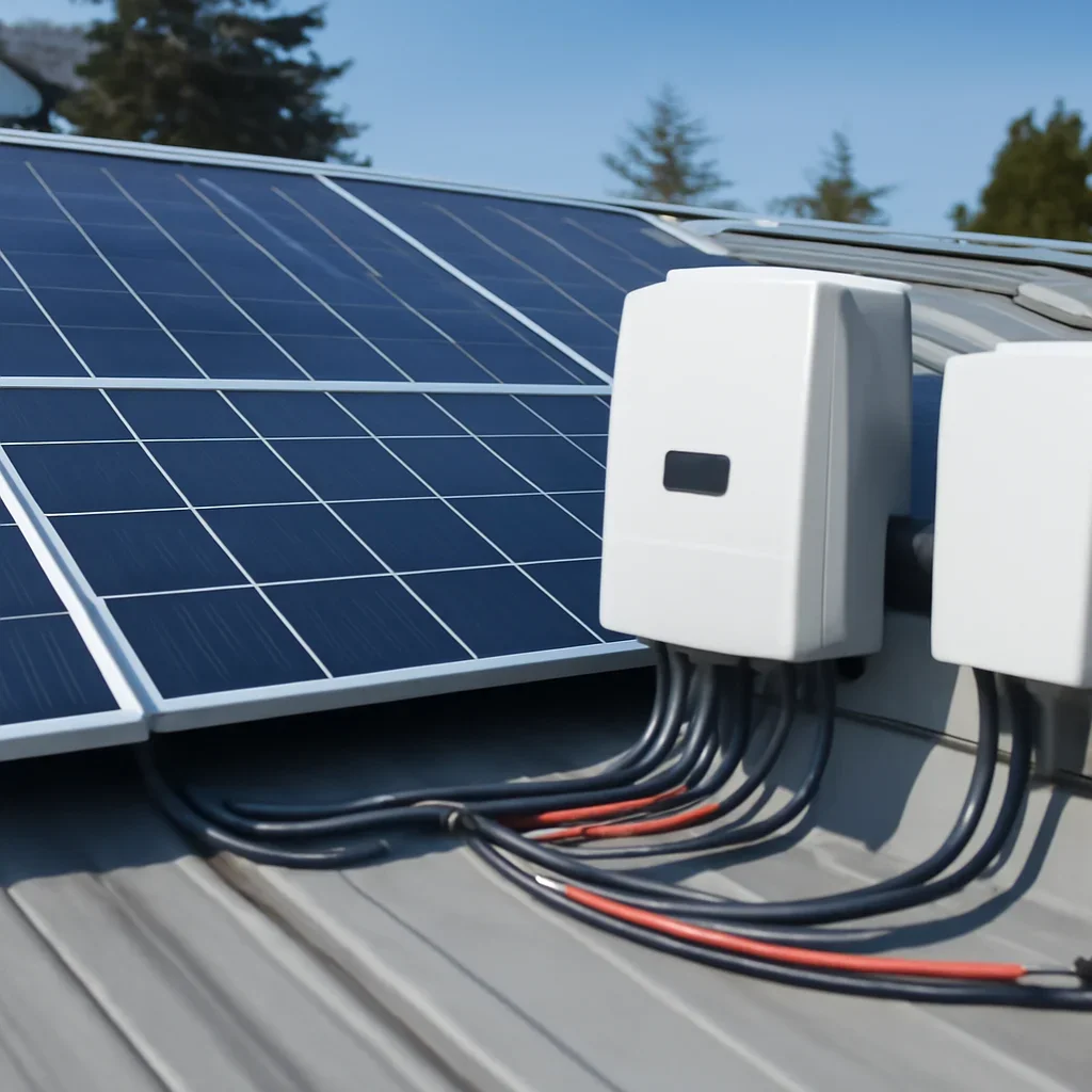 Close view of solar panels and system components referenced in the article