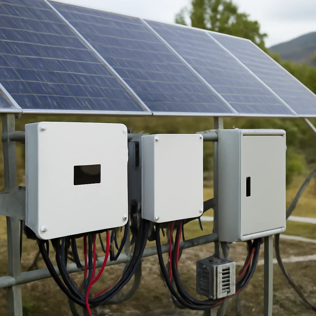 Close view of solar panels and system components referenced in the article