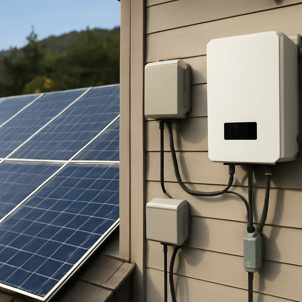 Close view of solar panels and system components referenced in the article