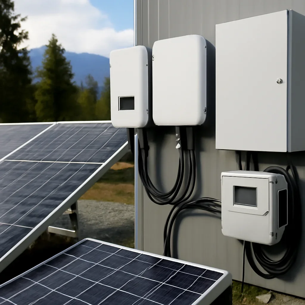 Close view of solar panels and system components referenced in the article