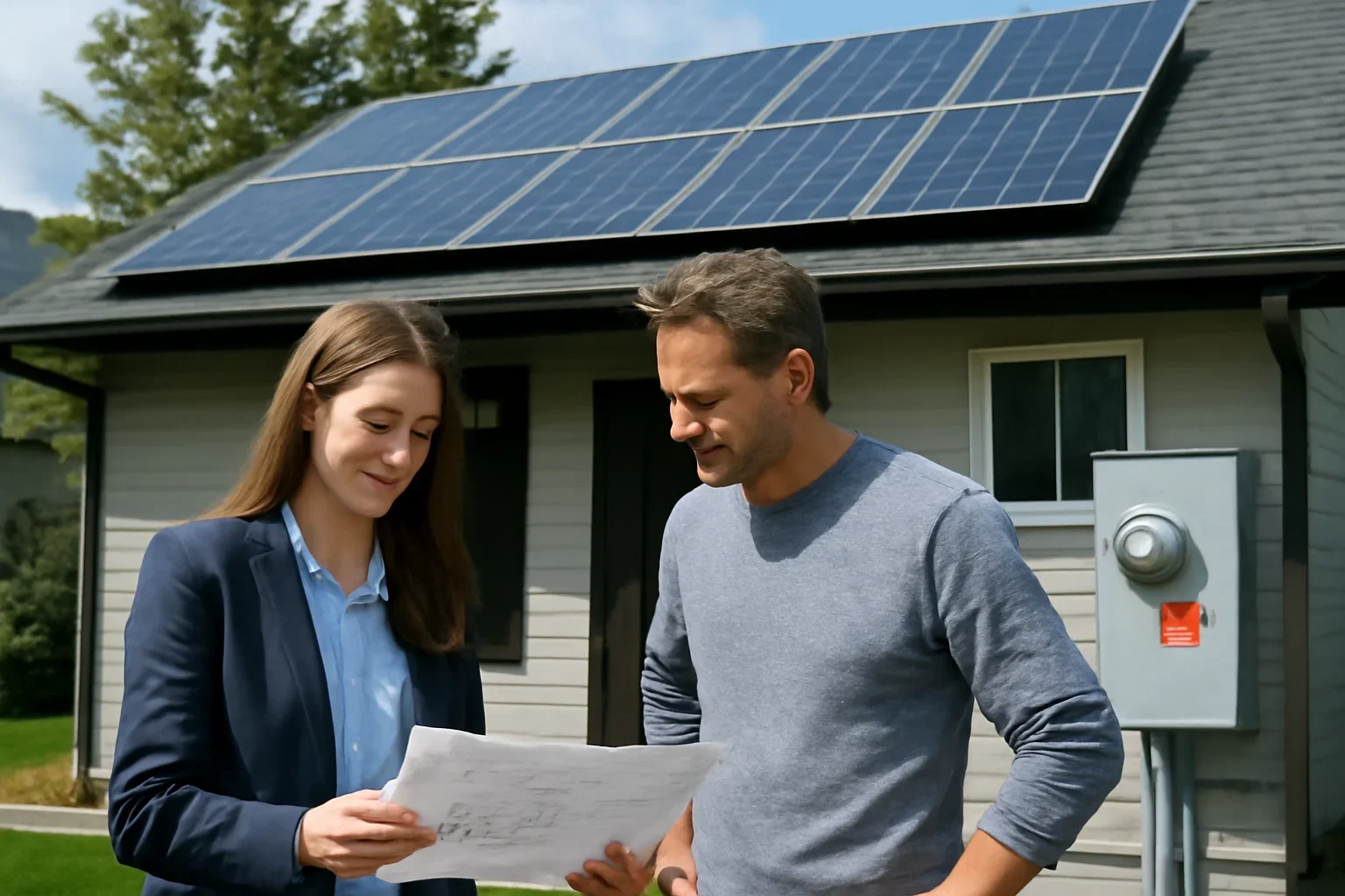 How Solar Works With the Grid and Net Metering planning discussion for a solar project in British Columbia