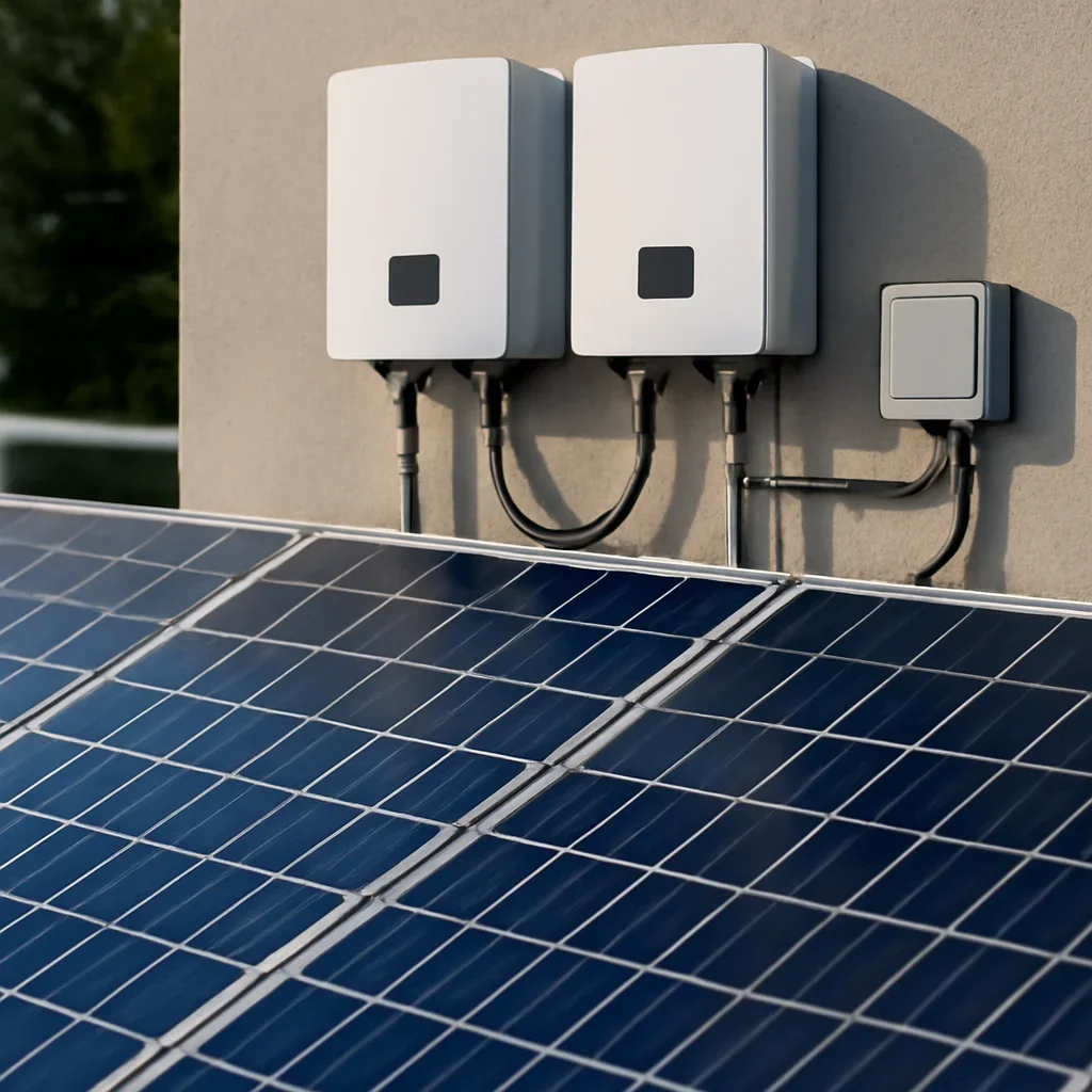 Close view of solar panels and system components referenced in the article