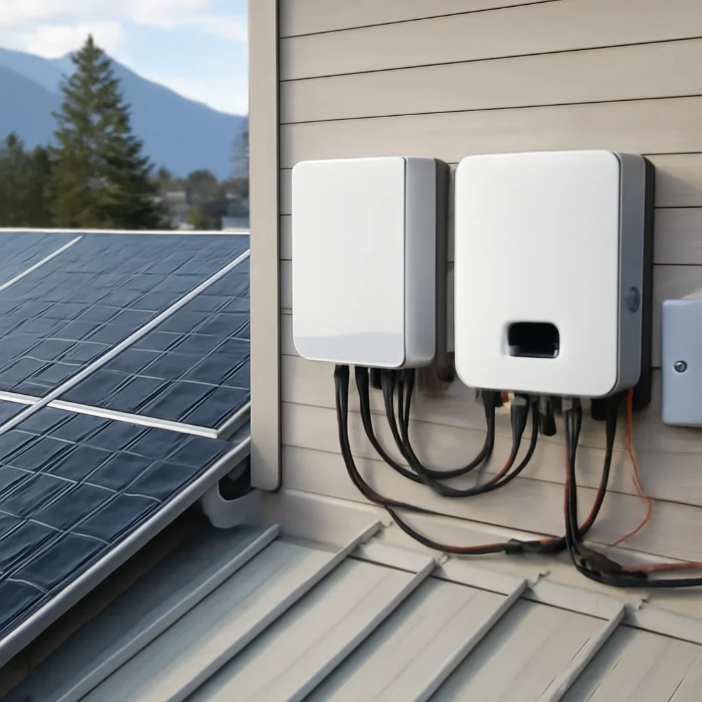 Close view of solar panels and system components referenced in the article