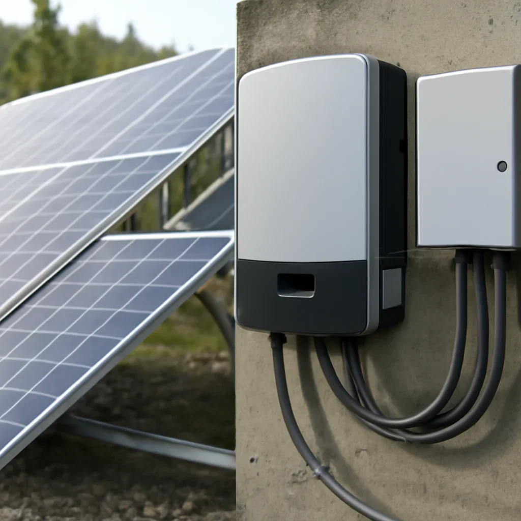 Close view of solar panels and system components referenced in the article