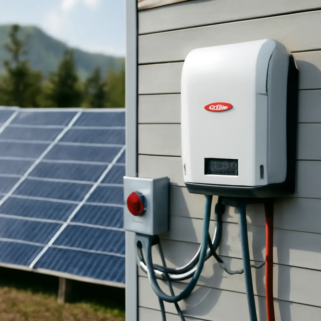 Close view of solar panels and system components referenced in the article