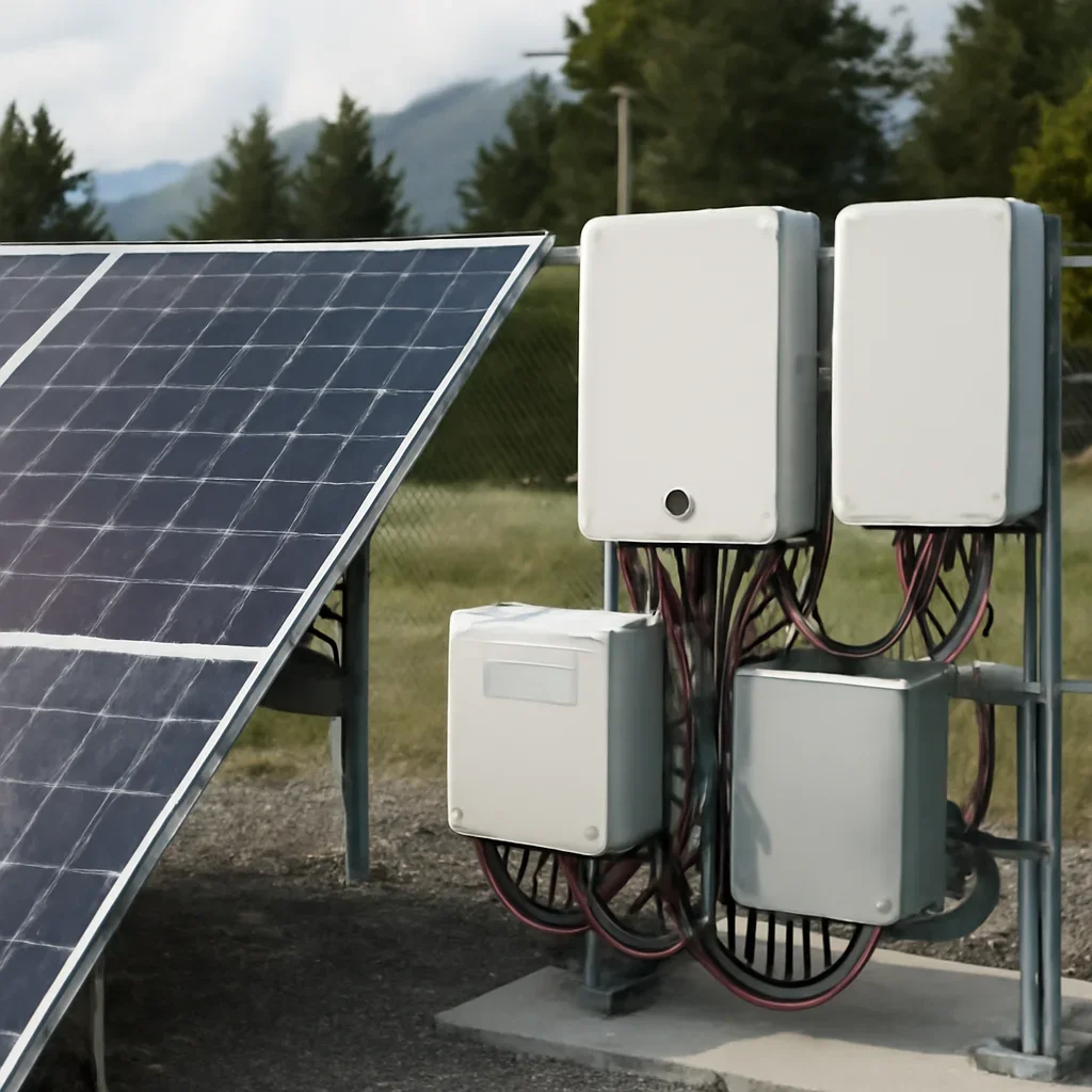 Close view of solar panels and system components referenced in the article
