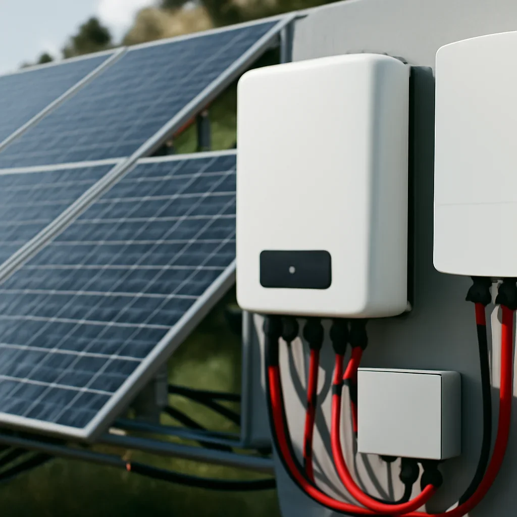 Close view of solar panels and system components referenced in the article