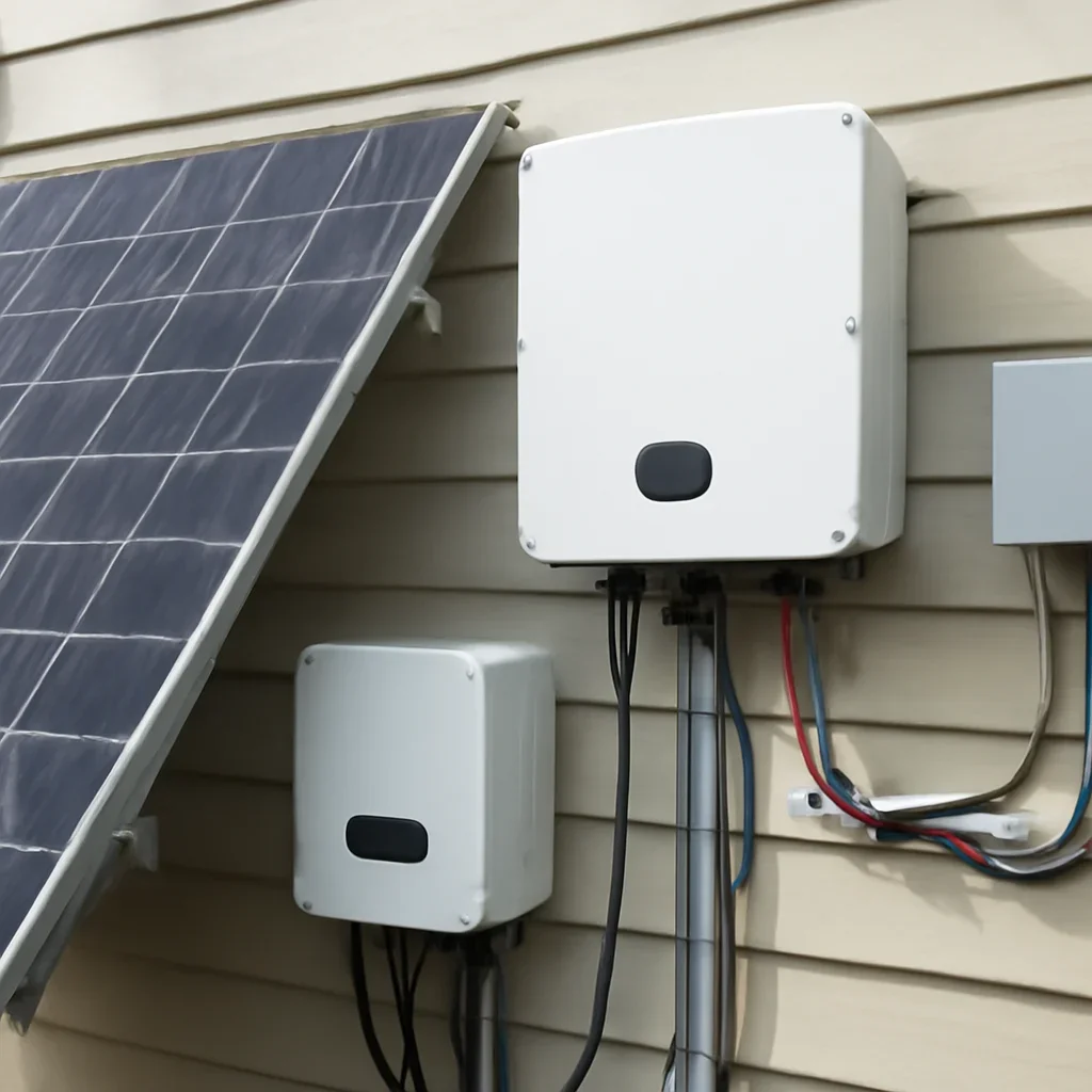 Close view of solar panels and system components referenced in the article
