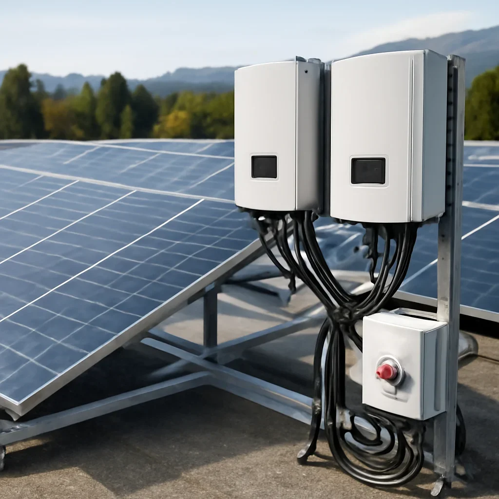 Close view of solar panels and system components referenced in the article