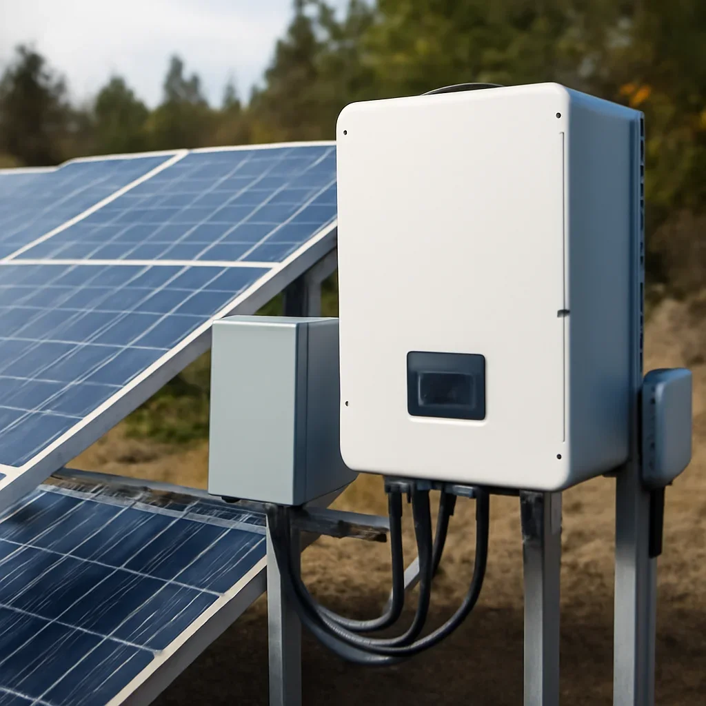 Close view of solar panels and system components referenced in the article