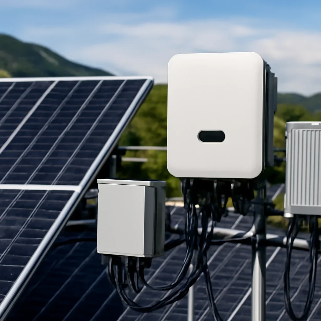 Close view of solar panels and system components referenced in the article