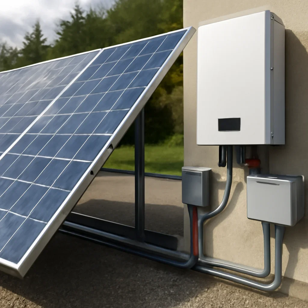Close view of solar panels and system components referenced in the article