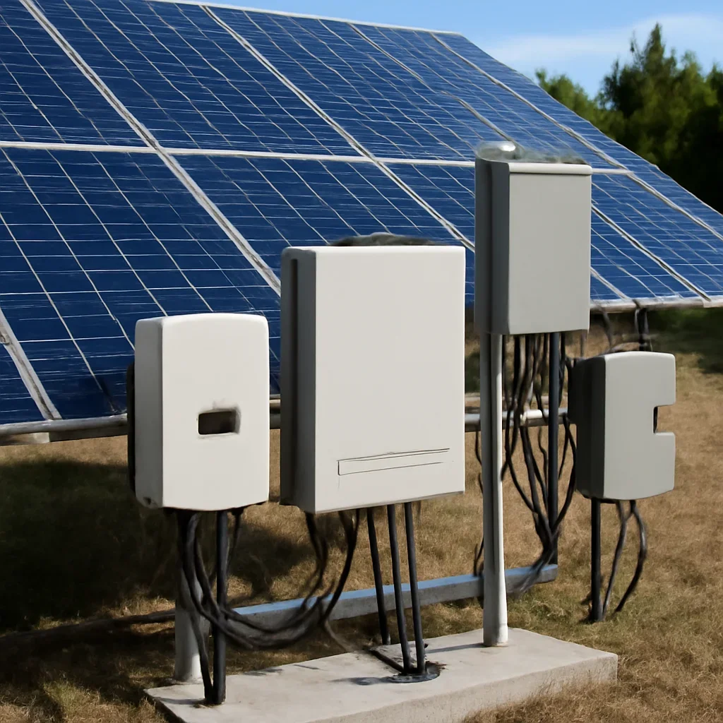 Close view of solar panels and system components referenced in the article