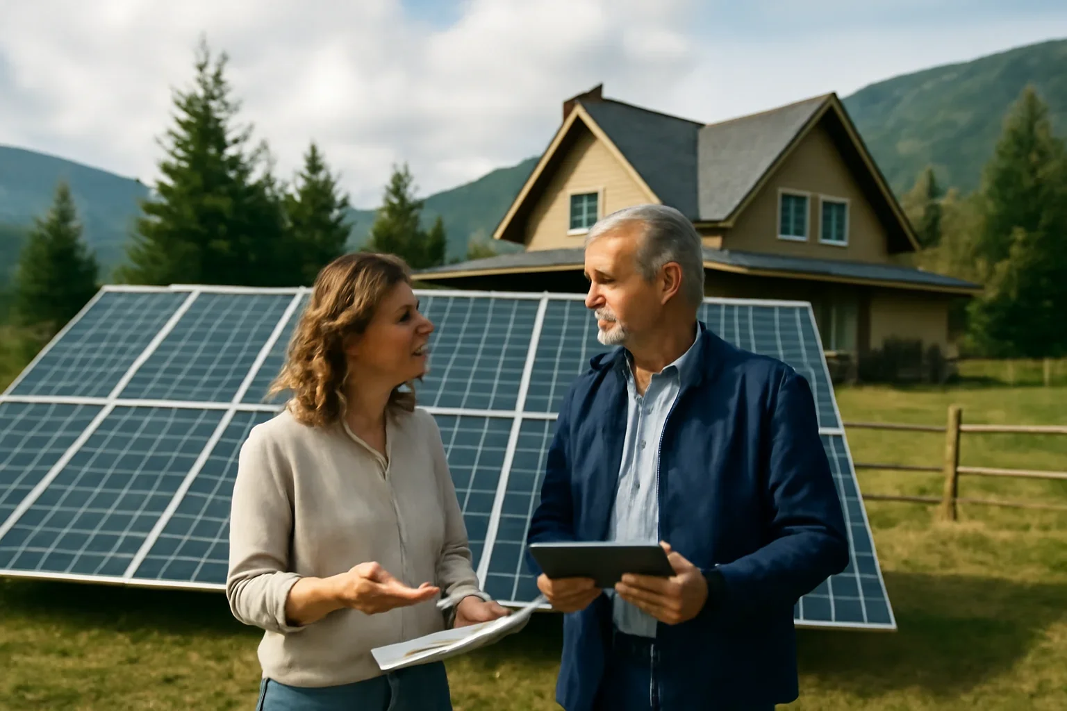 Solar Panels for Rural Properties in British Columbia planning discussion for a solar project in British Columbia