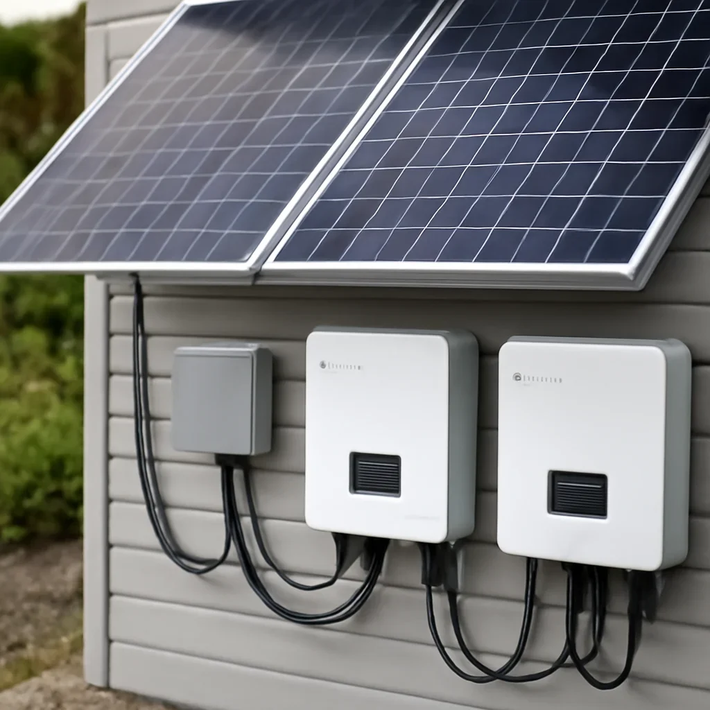Close view of solar panels and system components referenced in the article