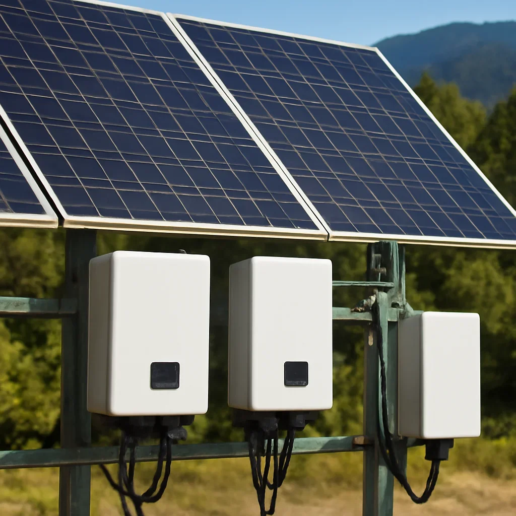 Close view of solar panels and system components referenced in the article