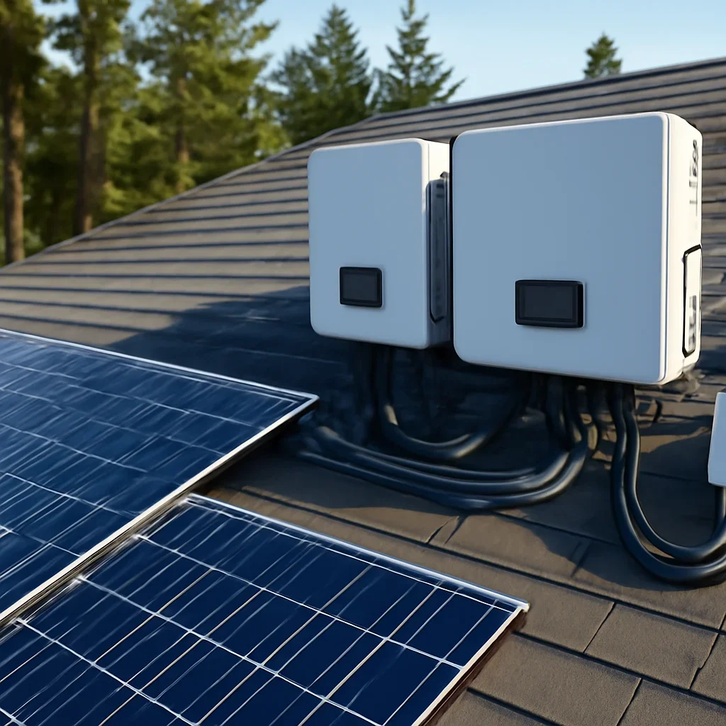 Close view of solar panels and system components referenced in the article