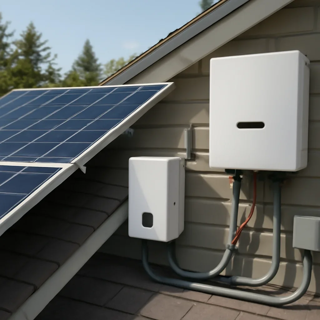 Close view of solar panels and system components referenced in the article