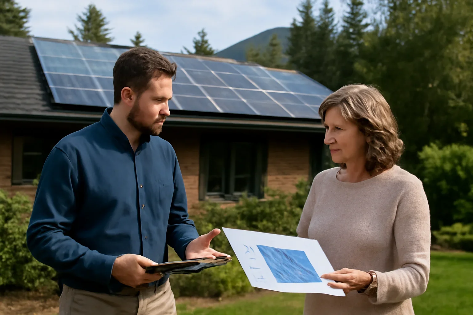 Features planning discussion for a solar project in British Columbia