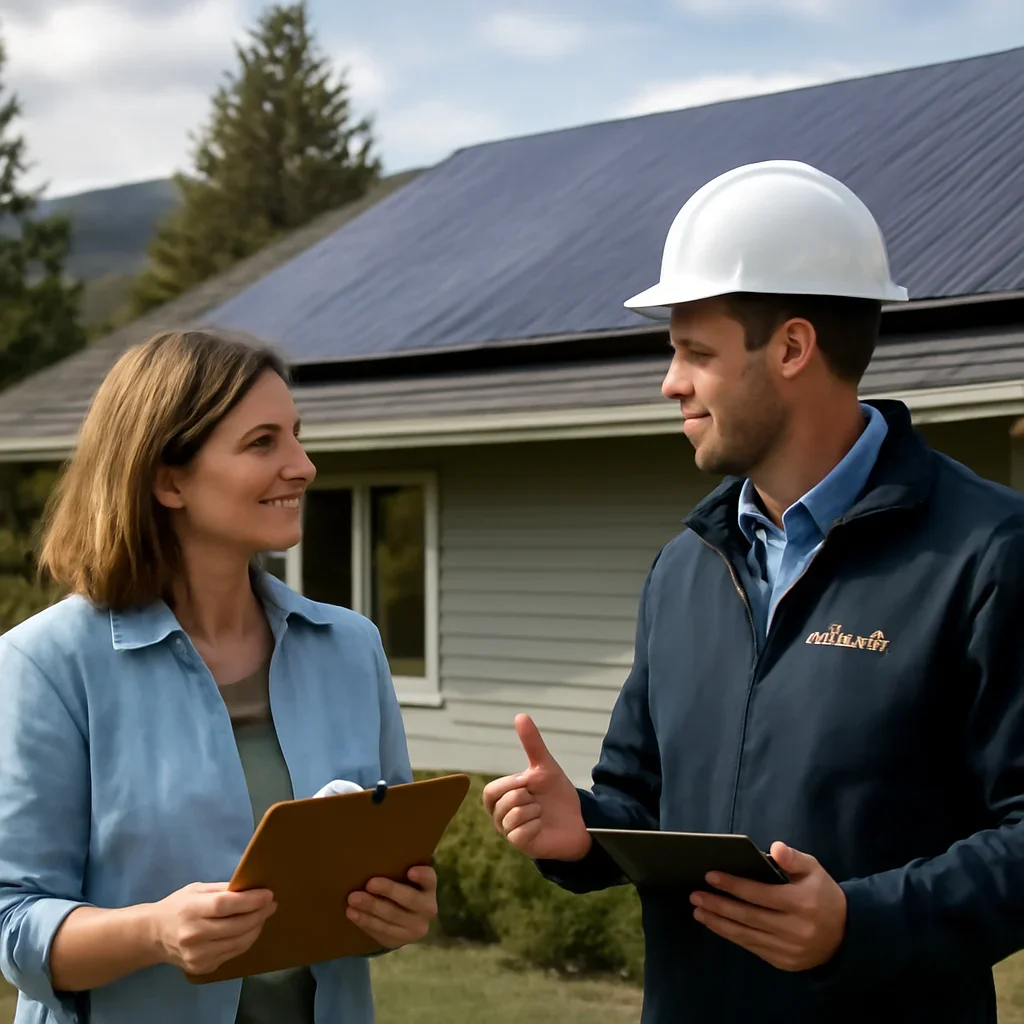 Homeowner and solar advisor discussing next steps for a solar installation