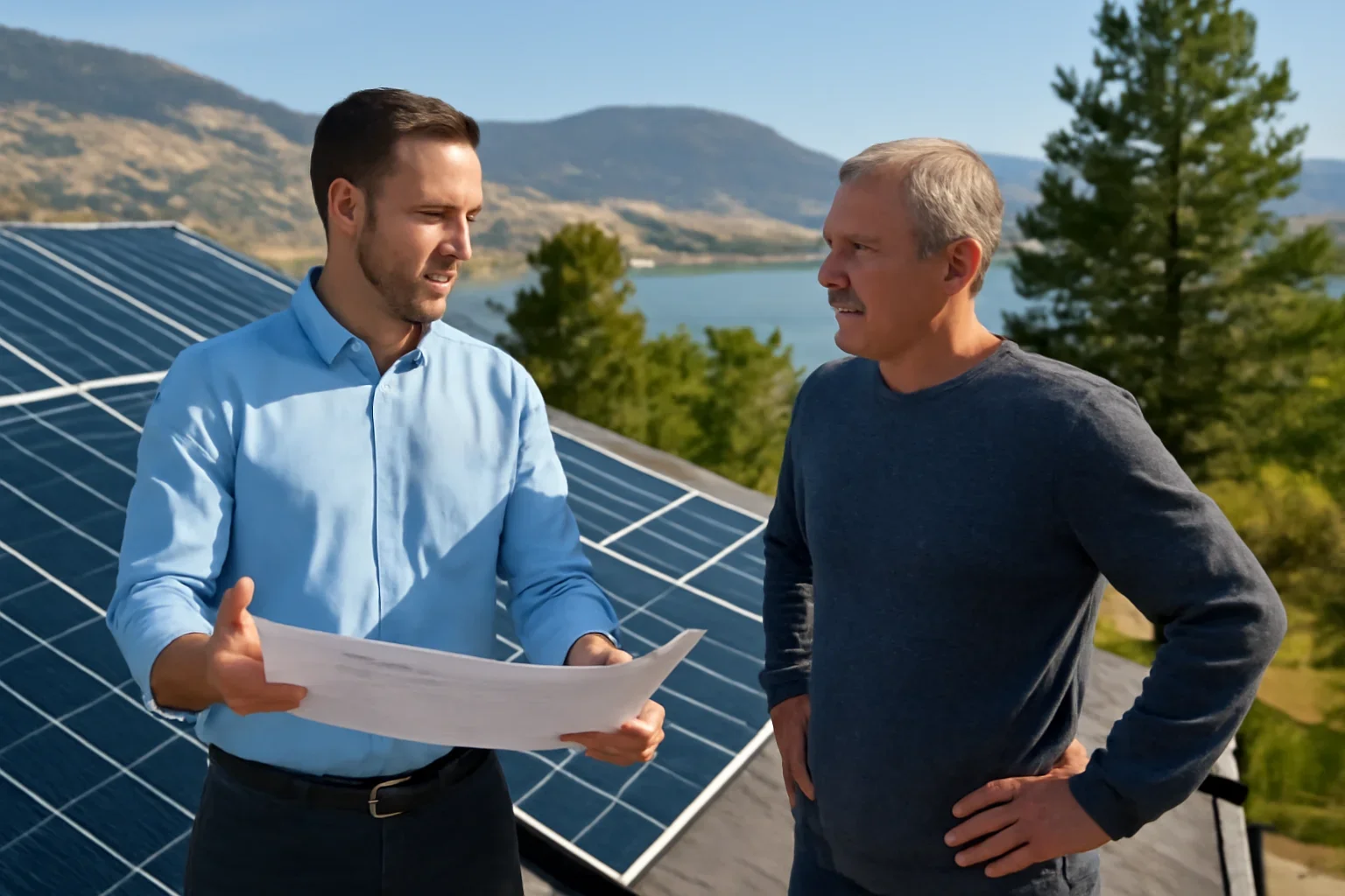 Okanagan Solar Panels planning discussion for a solar project in British Columbia